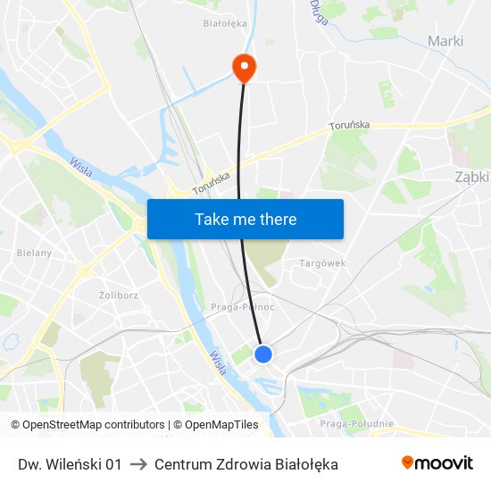 Dw. Wileński 01 to Centrum Zdrowia Białołęka map