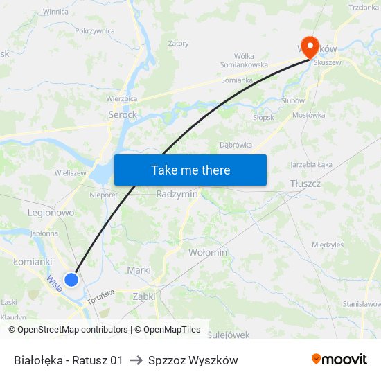 Białołęka - Ratusz 01 to Spzzoz Wyszków map