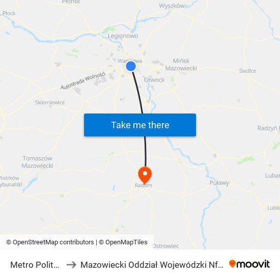 Metro Politechnika 07 to Mazowiecki Oddział Wojewódzki Nfz - Delegatura W Radomiu map