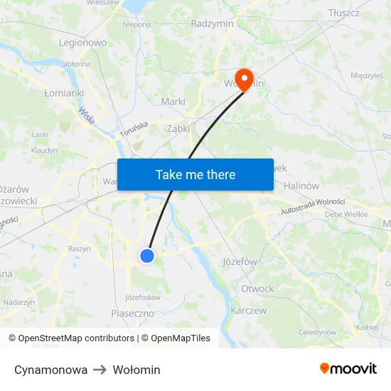 Cynamonowa to Wołomin map