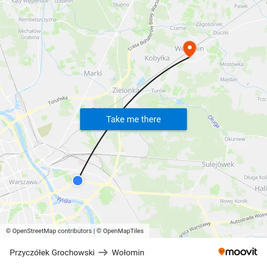Przyczółek Grochowski to Wołomin map
