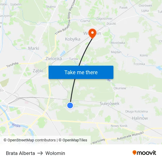 Brata Alberta to Wołomin map