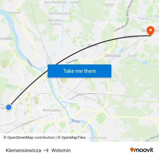Klemensiewicza to Wołomin map