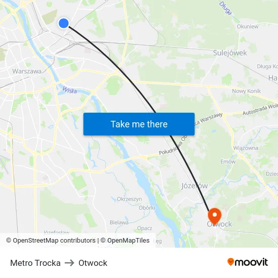 Metro Trocka to Otwock map