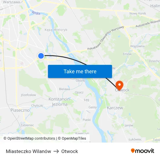 Miasteczko Wilanów to Otwock map