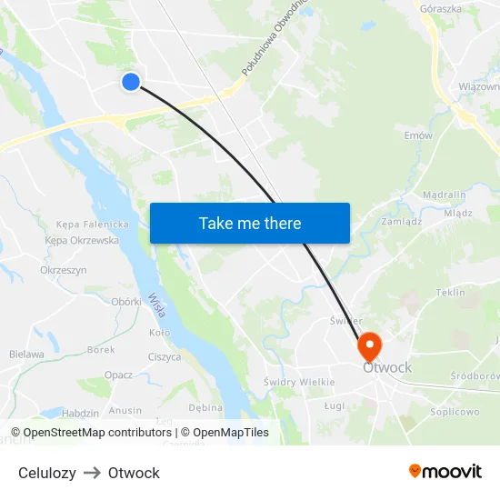 Celulozy to Otwock map