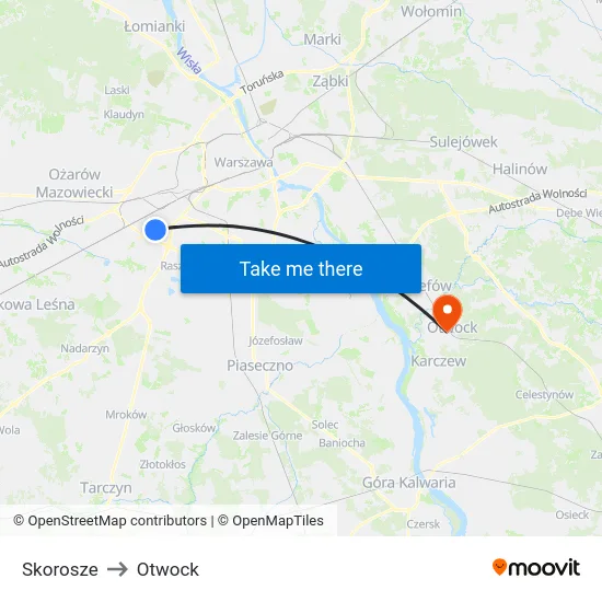 Skorosze to Otwock map