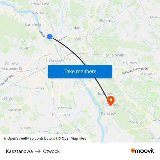 Kasztanowa to Otwock map