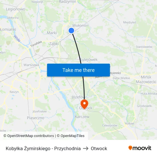 Kobyłka Żymirskiego - Przychodnia to Otwock map