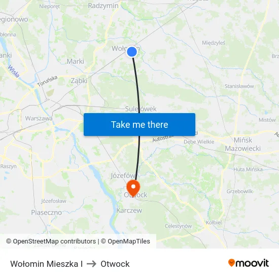 Wołomin Mieszka I to Otwock map