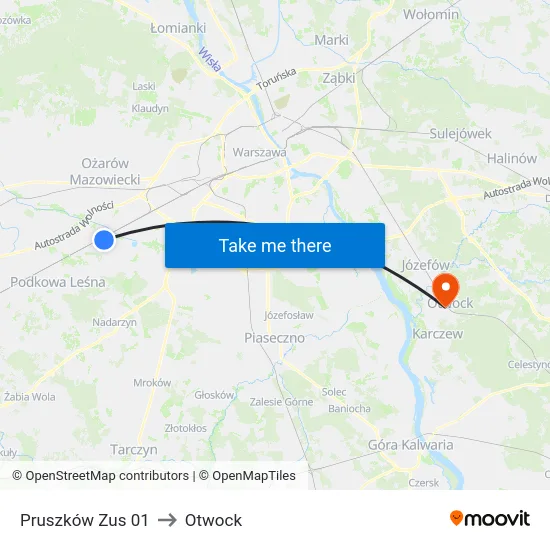 Pruszków Zus 01 to Otwock map