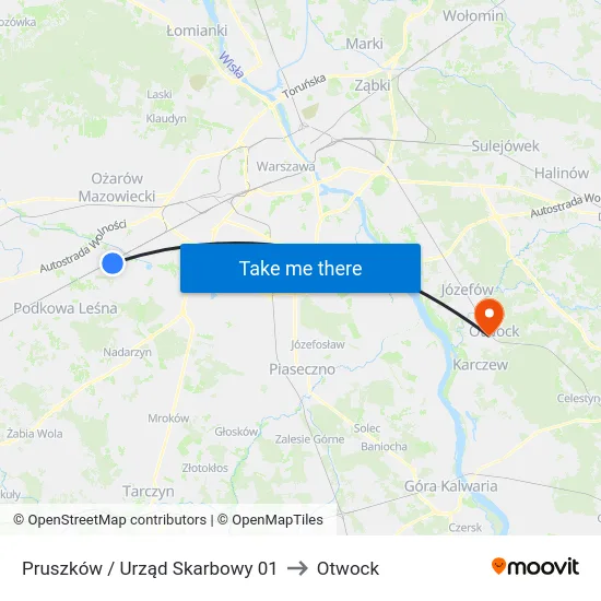 Pruszków / Urząd Skarbowy 01 to Otwock map