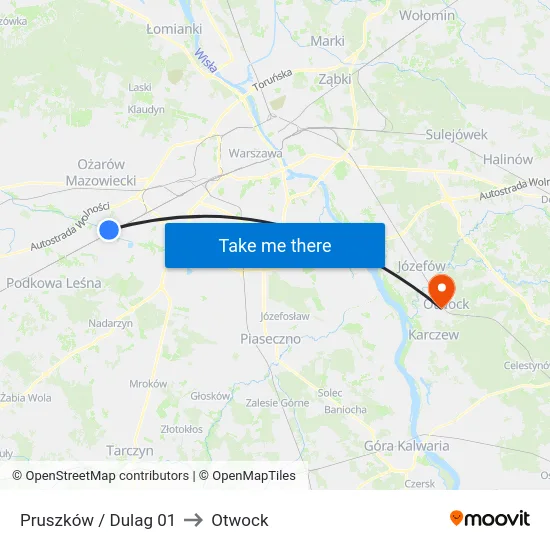 Pruszków / Dulag 01 to Otwock map