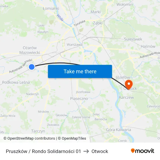 Pruszków / Rondo Solidarności 01 to Otwock map