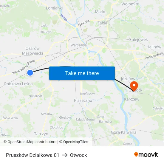 Pruszków Działkowa 01 to Otwock map