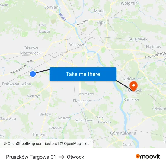 Pruszków Targowa 01 to Otwock map
