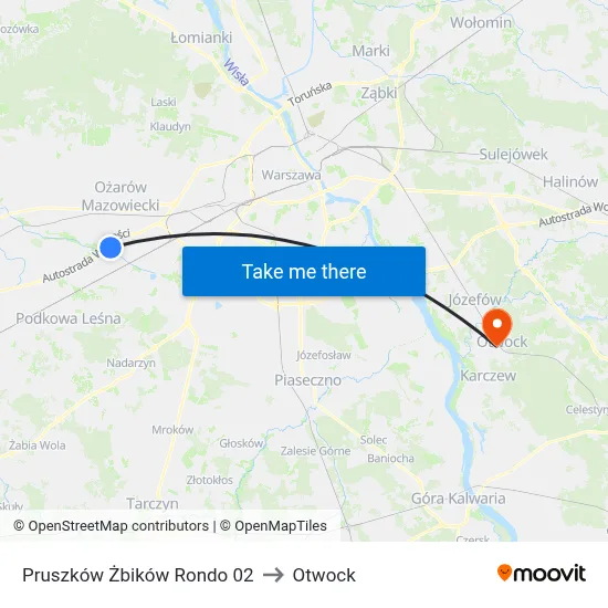 Pruszków Żbików Rondo 02 to Otwock map