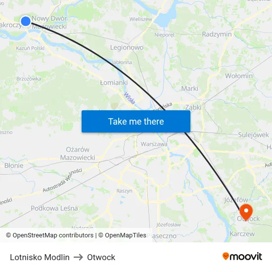 Lotnisko Modlin to Otwock map