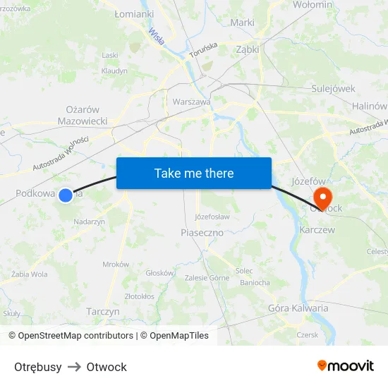 Otrębusy to Otwock map
