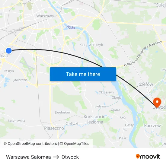 Warszawa Salomea to Otwock map