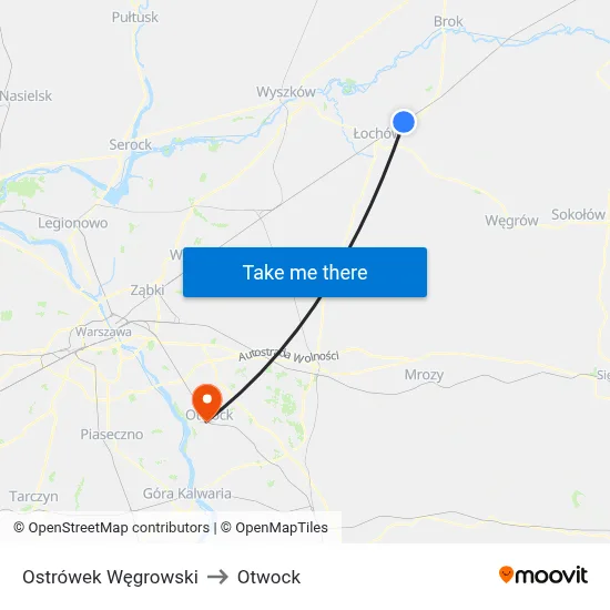 Ostrówek Węgrowski to Otwock map