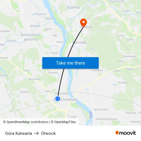 Góra Kalwaria to Otwock map