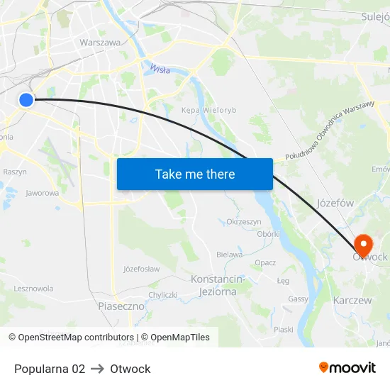 Popularna 02 to Otwock map