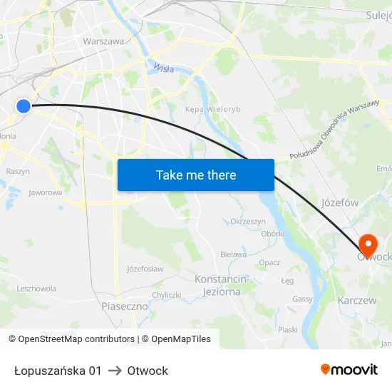Łopuszańska 01 to Otwock map