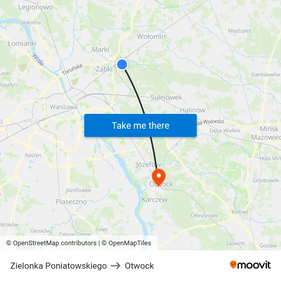 Zielonka Poniatowskiego to Otwock map