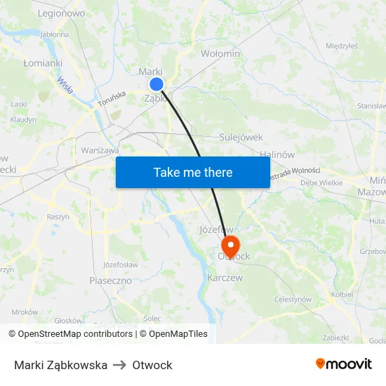 Marki Ząbkowska to Otwock map