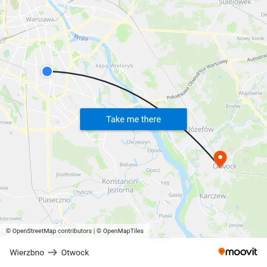 Wierzbno to Otwock map