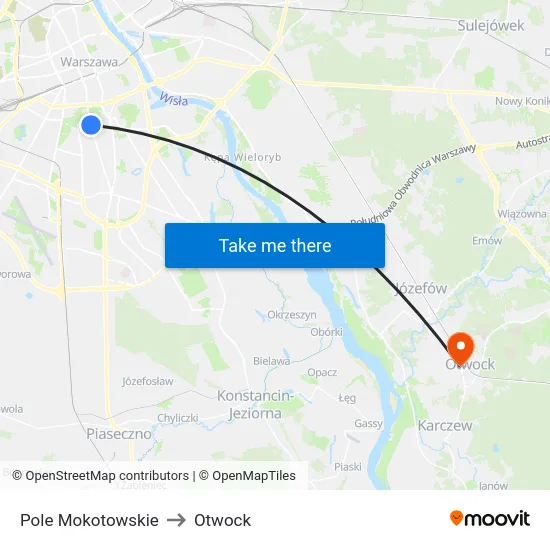Pole Mokotowskie to Otwock map