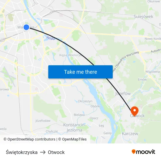 Świętokrzyska to Otwock map