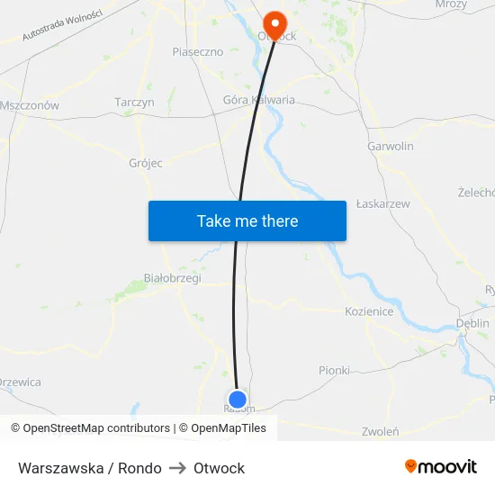 Warszawska / Rondo to Otwock map