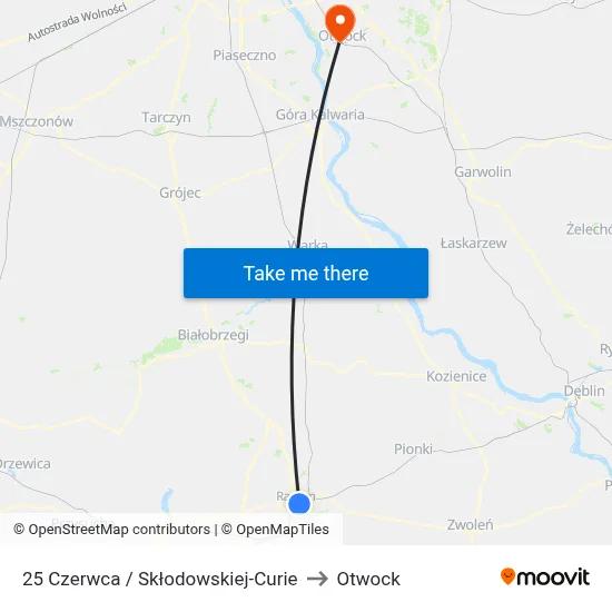25 Czerwca / Skłodowskiej-Curie to Otwock map