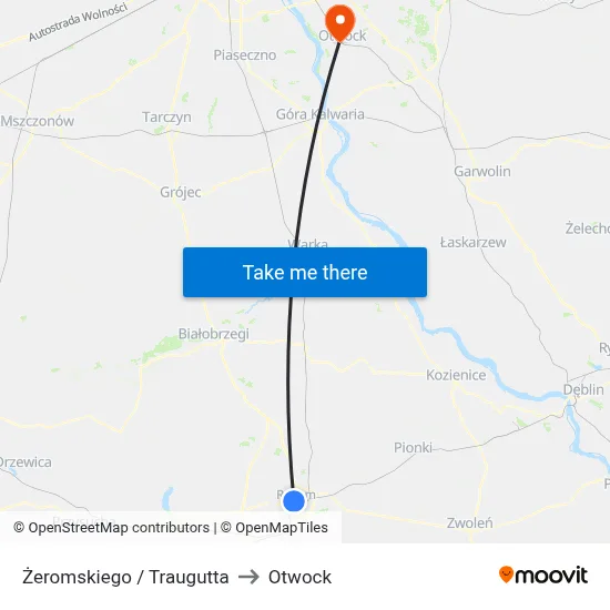 Żeromskiego / Traugutta to Otwock map