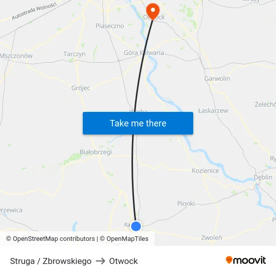 Struga / Zbrowskiego to Otwock map