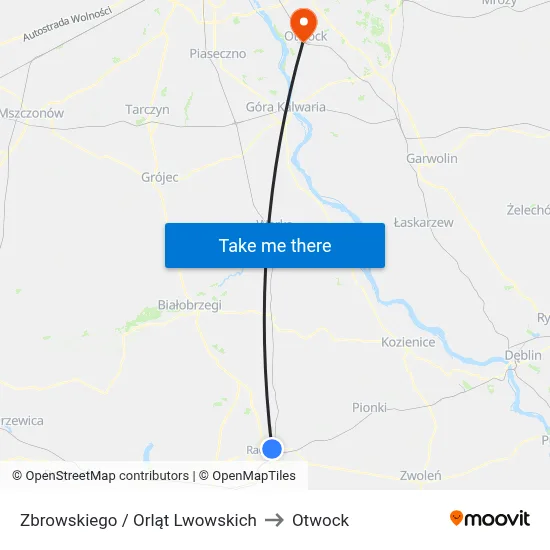 Zbrowskiego / Orląt Lwowskich to Otwock map