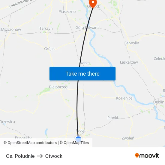 Os. Południe to Otwock map