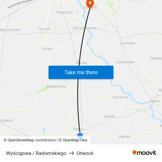 Wyścigowa / Radomskiego to Otwock map