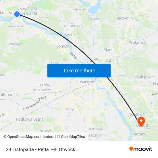 29 Listopada - Pętla to Otwock map