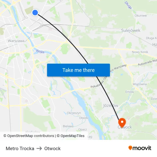 Metro Trocka to Otwock map