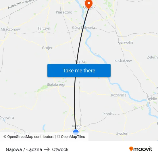 Gajowa / Łączna to Otwock map