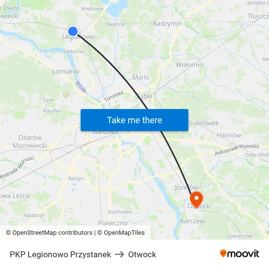 PKP Legionowo Przystanek to Otwock map