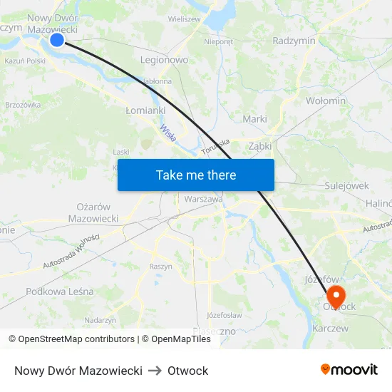 Nowy Dwór Mazowiecki to Otwock map