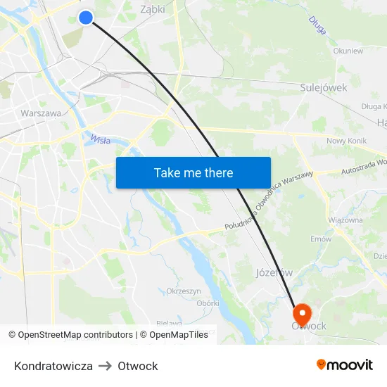 Kondratowicza to Otwock map