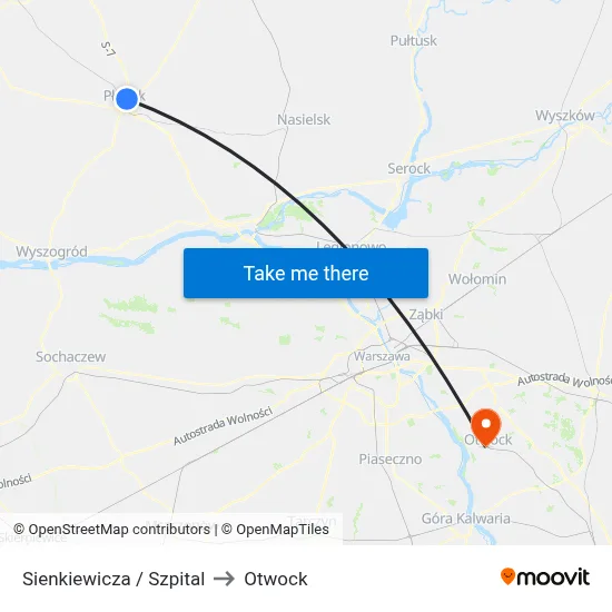 Sienkiewicza / Szpital to Otwock map