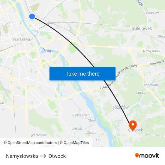 Namysłowska to Otwock map