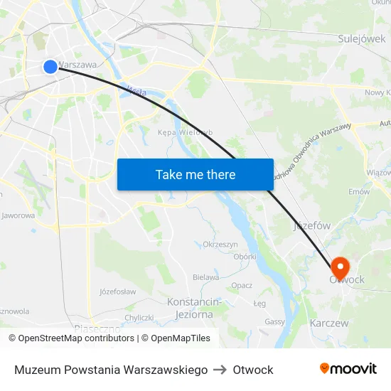 Muzeum Powstania Warszawskiego to Otwock map