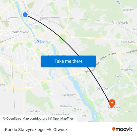 Rondo Starzyńskiego to Otwock map